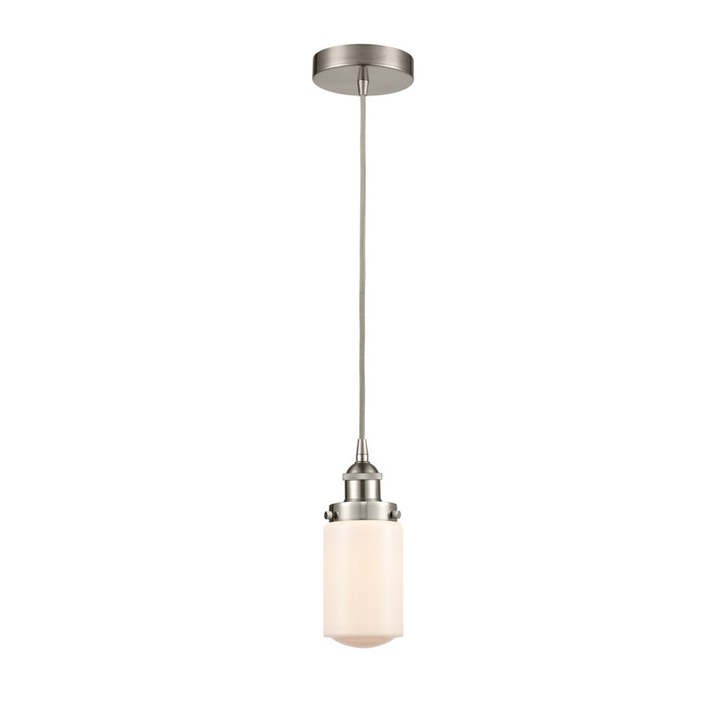 Luminaire suspendu cylindrique à 1 lumière Saroyan, Blanc mat, Nickel satiné brossé