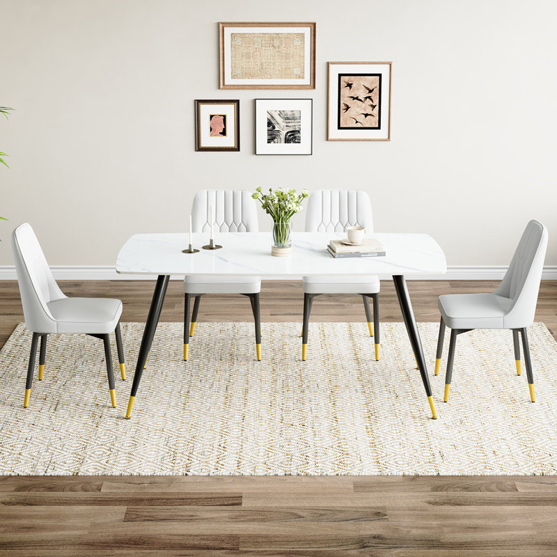 Ensemble repas en marbre, Blanc, Noir, 5