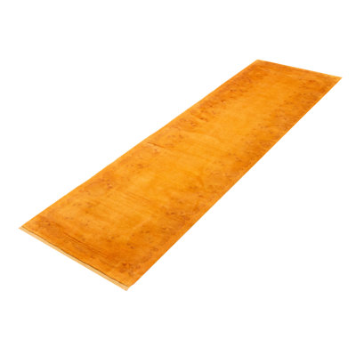 One of kind Hand-Knotted Color Transition Gold Rug 2'10" x 10'4"