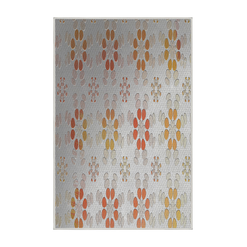 Tapis orange à motif/jaune/gris Zussen, Rectangle 7 pi x 10 pi