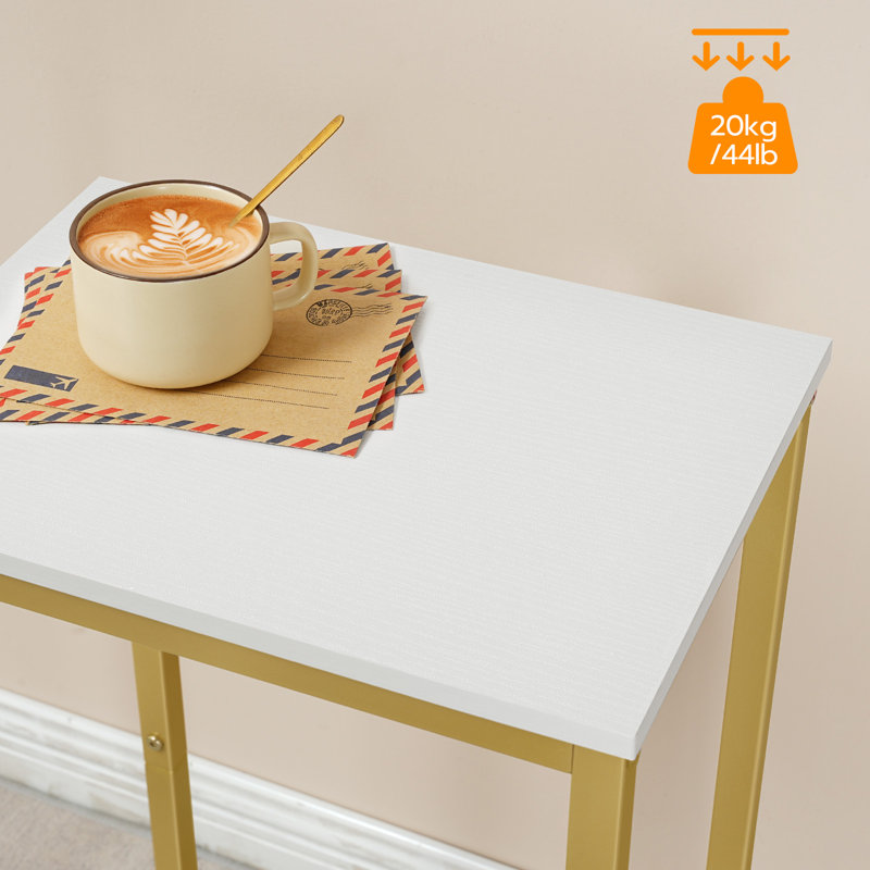 Raimondas 28.9" Tall End Table, White/Gold