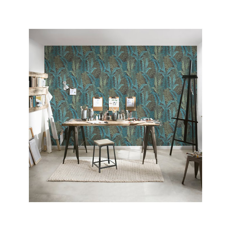 Galerie Flourish Green Tree Leaf Wallpaper FL61119, Blue