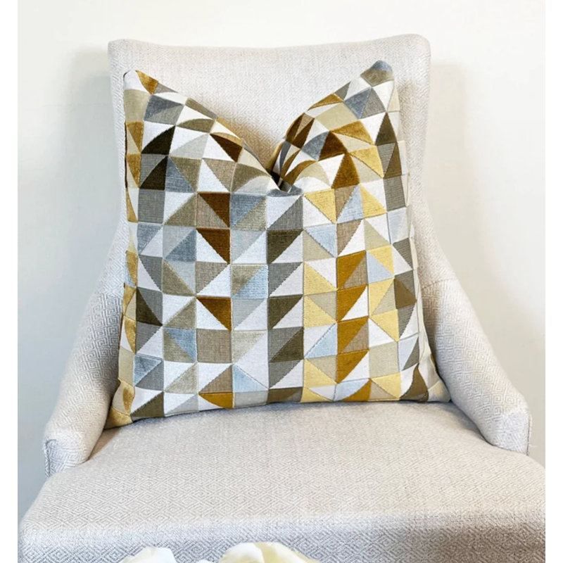 Housse de coussin géométrique en velours, H 20 po x l 20 po, Doré