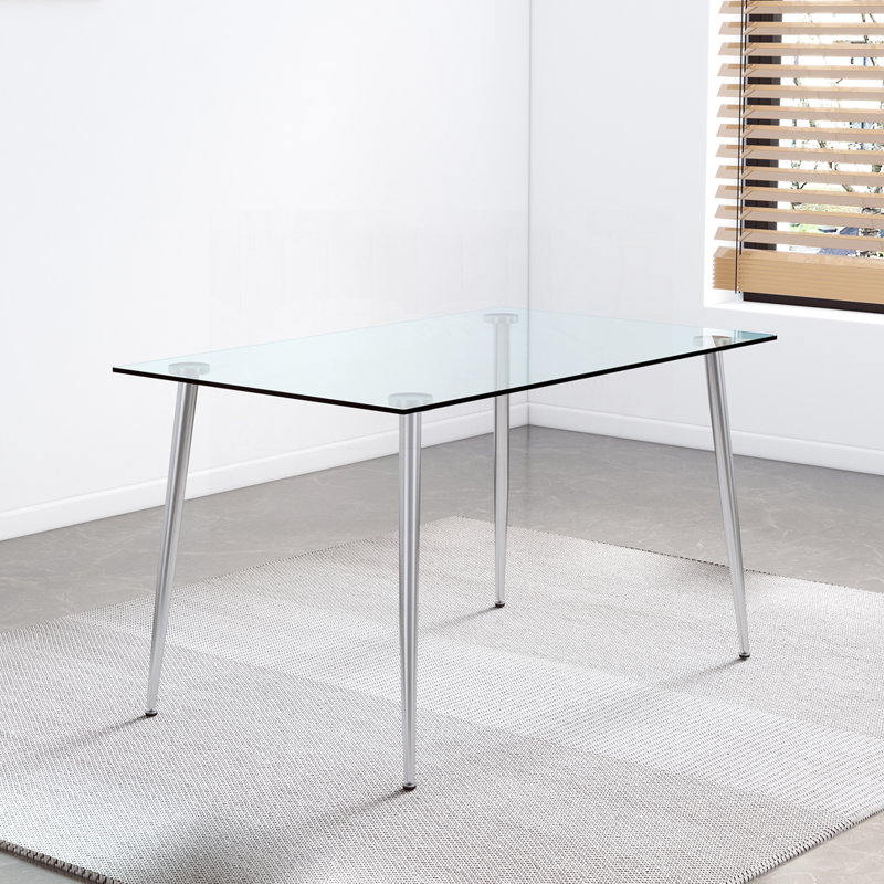 Table de salle à manger Jayceon, H 29,8 po x L 51,2 po x l 31,5 po, Argent argent