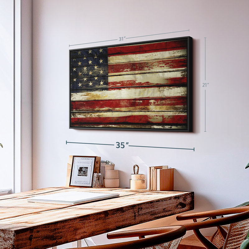 «Flags», impression sur toile avec drapeau américain, H 21 po x l 31 po