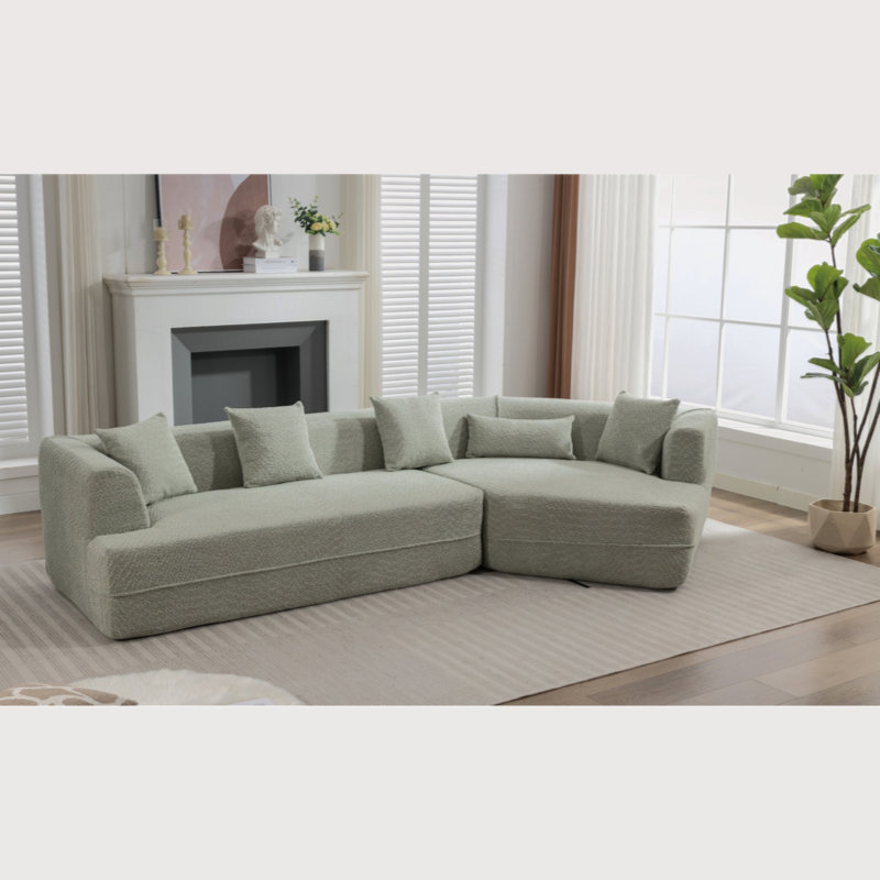 Canapé Melotti, Boucle blanc crème, H 26 po x l 128 po x P 43 po