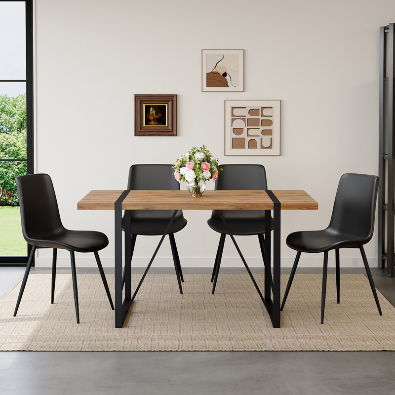 Dining Table With Chairs For 4,Dining Room Table Set With Sturdy Metal Frame Chairs For Small Spaces, Apartment, Dining Room