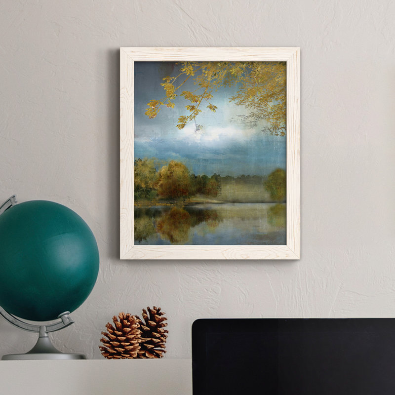 Golden Leaves - Peinture sur toile encadrée, H 44 po x l 31 po x P 1 po, Blanc