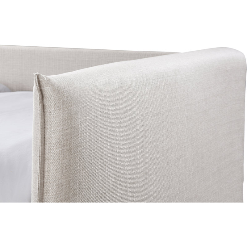 Colton Twin Daybed with Trundle, Cream Linen Textured Fabric