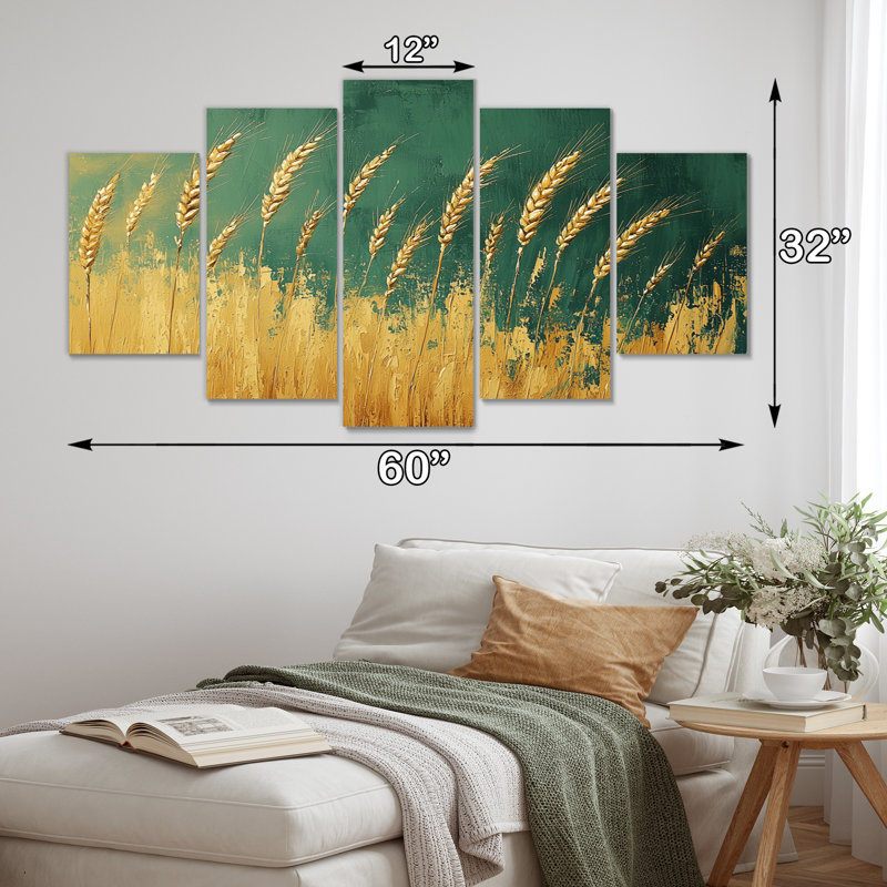 Ensemble de décorations murales «Green Golden Wheat Fields III - Farm»