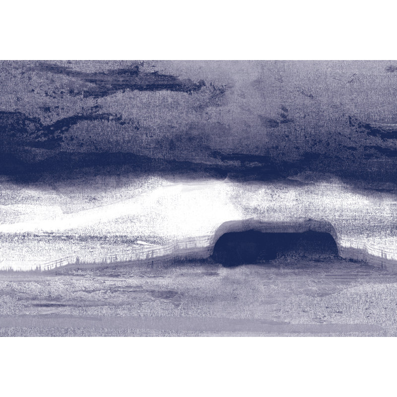Paysage abstrait bleu marine, reproduction d'art sur toile tendue, H 32 po x l 48 po