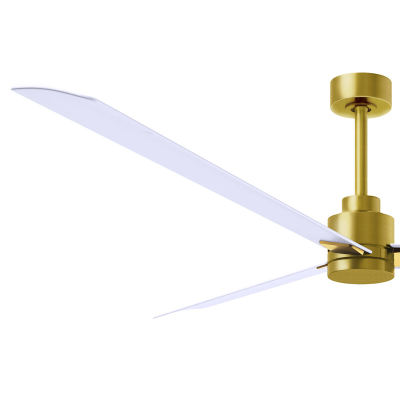 Alessandra Outdoor Downrod Ceiling Fan, Matte White, Brushed Brass