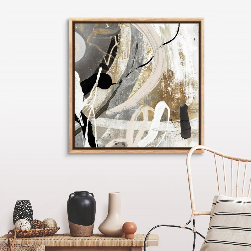 Tangled III - peinture sur toile, Toile avec cadre flottant, H 37,25 po x l 37,25 po, Naturel