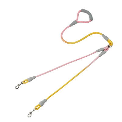 Double Dog Leash with Foam Handle, Yellow