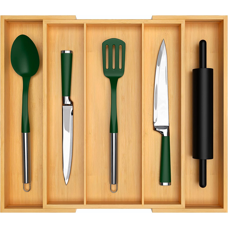 Rangement de tiroir et ustensiles de cuisine réglable H 2,36 po x l 17,5 po x P 13,58 po Hallsboro, Beige