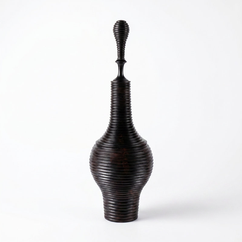 Ebony Wood Collection Wood Jar, 12"
