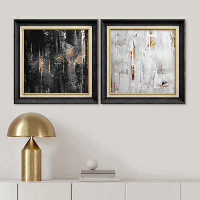 " Grunge Black And Gold Stroke Landscape " 2 - Pieces