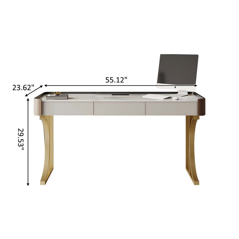 55.12" Rectangular Sintered Stone Desktop Desk