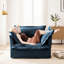 Fauteuil avec détente - chenille bleue, siège profond, housses amovibles, chenille solide et fabrication confortable, élégante et détachable-121361494