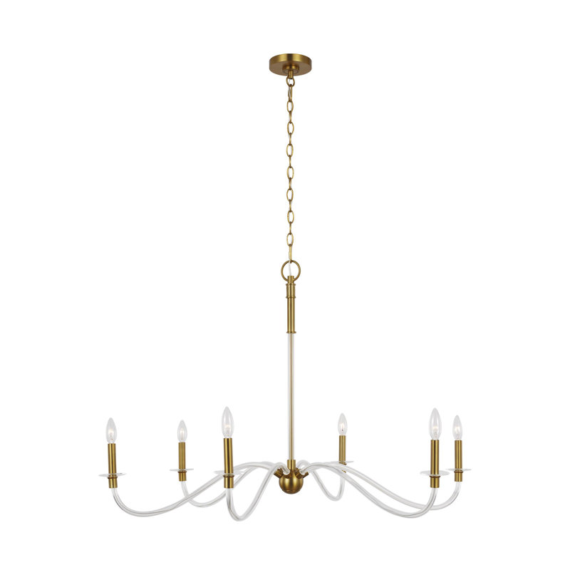 Michelly 5 - Light Dimmable Classic / Traditional Chandelier, Polished Nickel, 6 Lights, 27.25" H x 41.75 W x 41.75" D