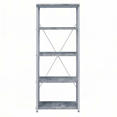 Grey and Silver 4-shelf Bookcase
