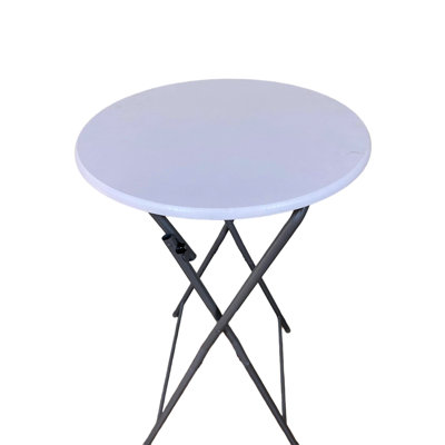 Folding Bar Table Of 2 - Easy To Install, Detachable Legs, Non Slip Rubber Suitable For Multiple Occasions, White Steel And Wood, 43.3 In Height Tables Elegant Design, Automatic Locking Strong Load