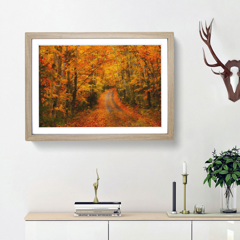 Heading into the Forest - Picture Frame Painting Print, 62cm H x 87cm W x 2cm D, Oak Framed