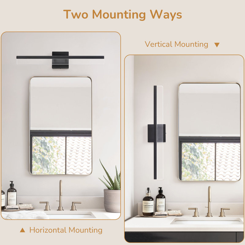 24'' Black Bath Bar Dimmable LED Vanity Light For Bathroom, Black
