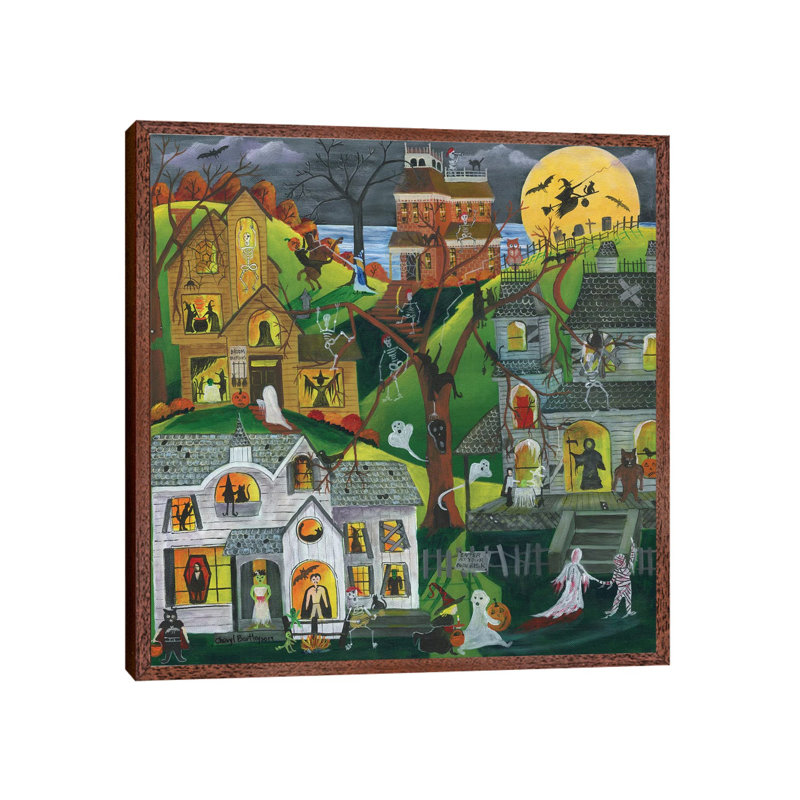 Dark, Eerie, And Full Of Treats by Cheryl Bartley - Print on Canvas, 66.04 cm H x 66.04 cm W, Classic Brown Wood Framed