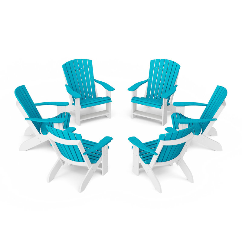 Heritage Adirondack Chairs Set Of 6, Aruba Blue/White