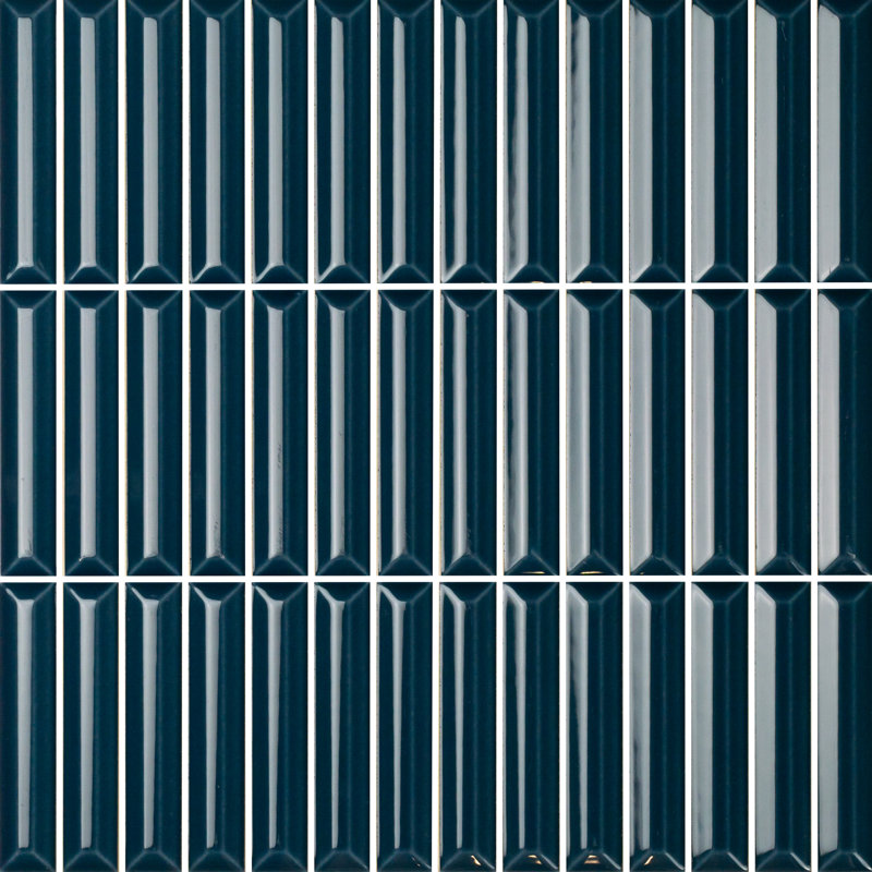 Carreau mural brillant 4 po x 12 po Hashi, Bleu marine
