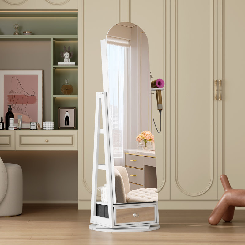 Freestanding Jewelry Armoire, White