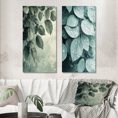 Rainy Day Leaves Collage I - Art mural floral 2 panneaux