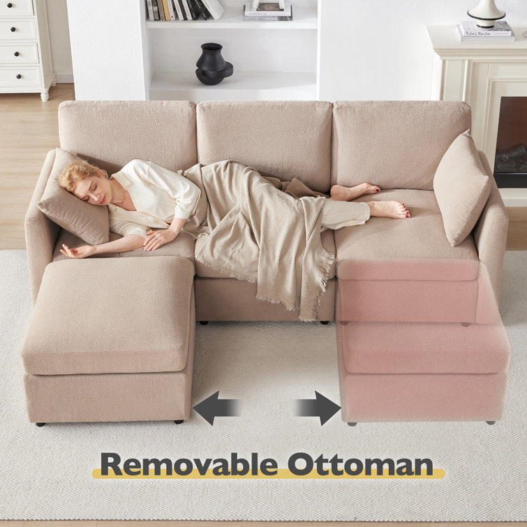 4-Piece Modular Cloud Couch Reversible Sectional with Ottoman