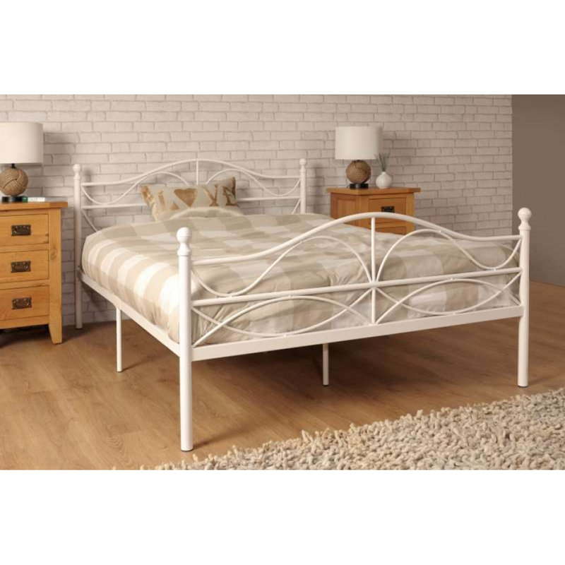 Wing Metal Bed, White, UK Double - DE 135 x 190 cm