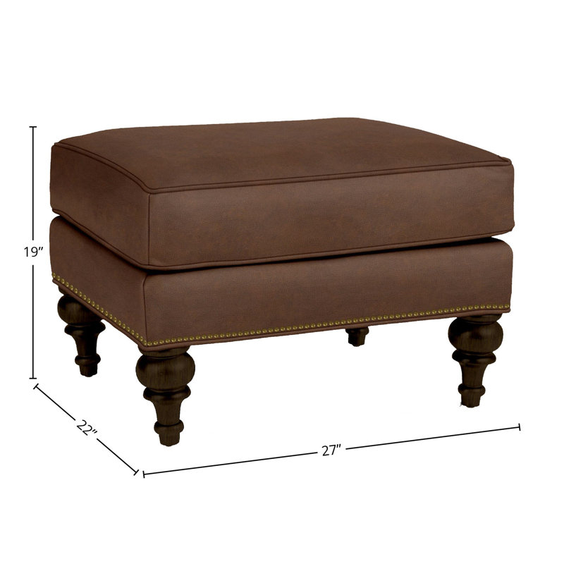 Repose-pieds rembourré Tandre, Cuir véritable brun moyen