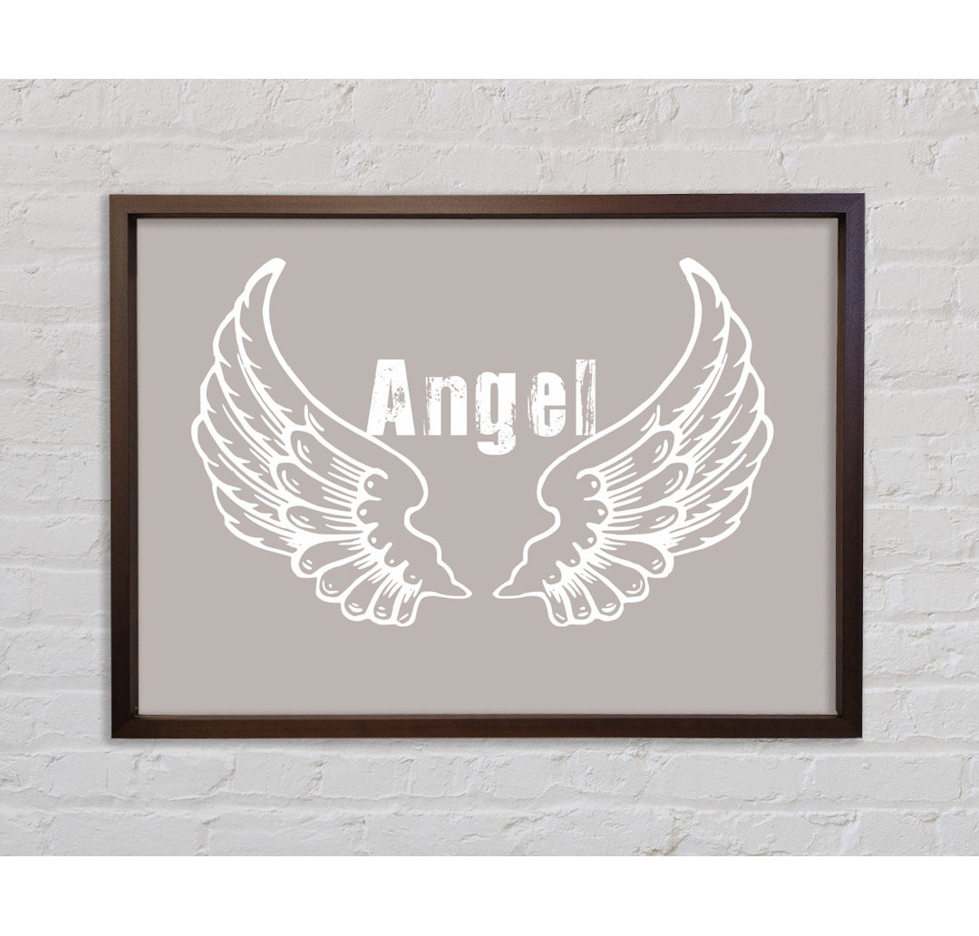 Mädchenzimmer Zitat Angel Wings 2 Beige - Einzelner Bilderrahmen Typografie auf Leinwand