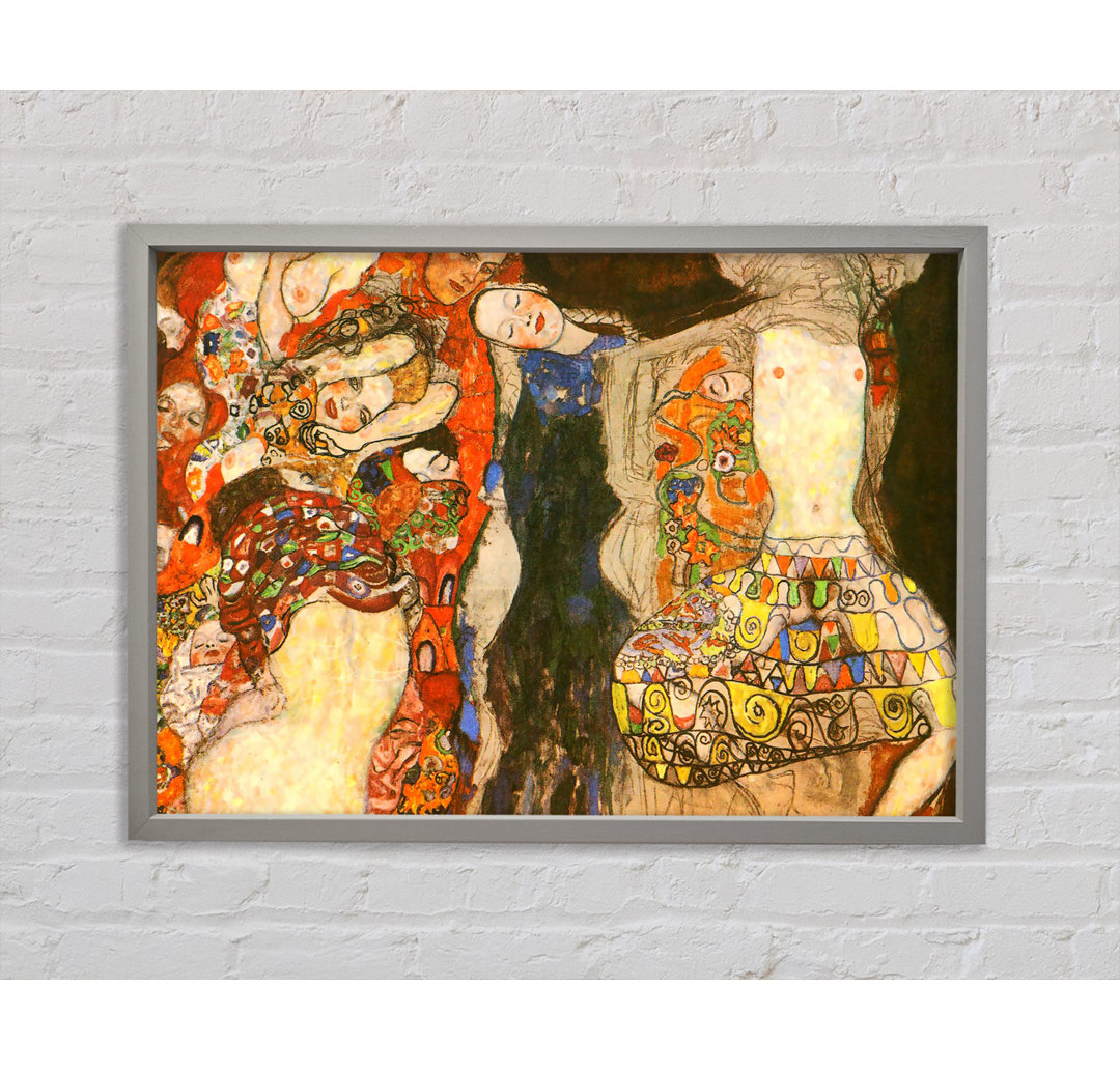 Klimt schmückt die Braut mit Schleier und Kranz - Einzelbildrahmen Kunstdrucke auf Leinwand