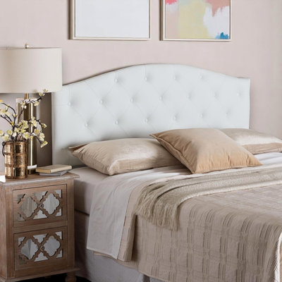 Navua White Faux Leather Upholstered Scalloped Headboard by Winston Porter