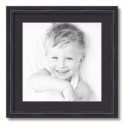 Black Wood Matte Picture Frame with Mat