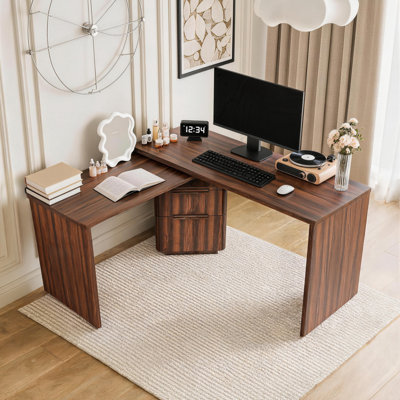 Bureau double caisson en L 90,3 po à 3 tiroirs 90 °