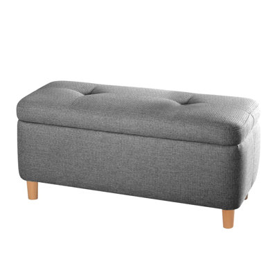 Pouf élégant avec pieds en bois de hêtre, gris foncé | 50% coton / 50% lin | 39,4 po x 17,7 po x 16,1 po | 35 éponges orthopédiques, épaisseur: 3,1 pouces | Parfait pour le décor du salon et de la chambre à coucher, confortable et durable