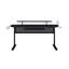 Bureau d'ordinateur noir avec plateau pour clavier, support pour écran et crochets pour casques