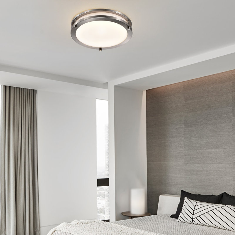 12 Inch LED Flush Mount Ceiling Light, 20W Dimmable, 3000K/4000K/5000K Adjustable & Brush Nickel, Modern Round Ceiling Chandelier for Living Room, Bedroom, ETL Listed