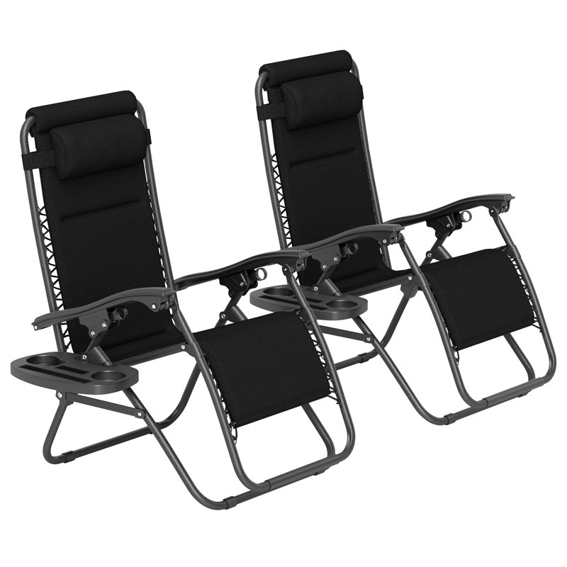 Ensemble de chaises longues inclinables 2 pièces Zero Gravity, Noir