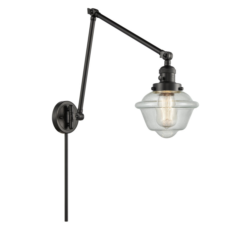 Bras pivotant à 1 lumière à intensité variable Oxford, Ampoule incandescente rétro de 60 watts, Grainé, Laiton antique