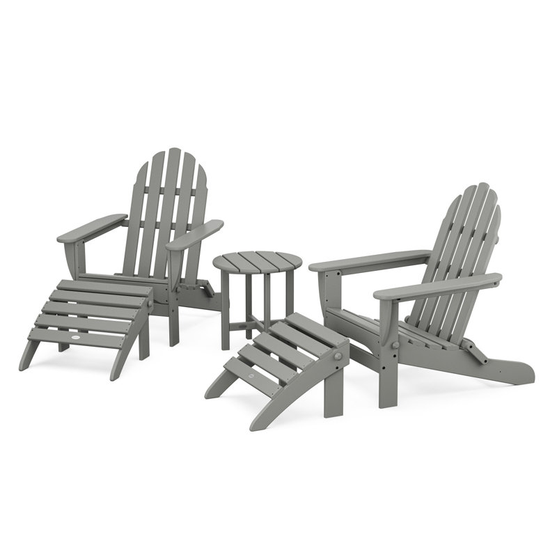 POLYWOOD Classic Adirondack 5-Piece Casual Set, Slate Gray