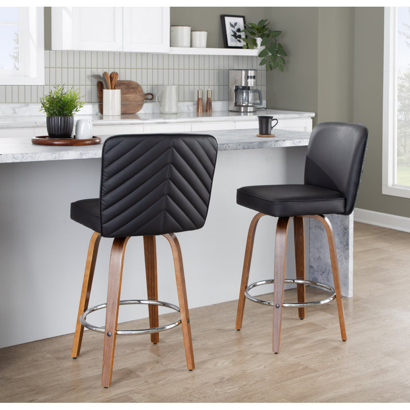 Tabouret de comptoir Huxley, Tabouret de comptoir (siège d'une hauteur de 27 p, Similicuir noir
