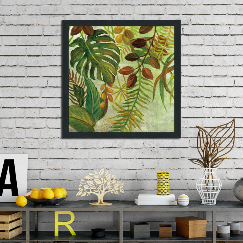 «Tropical Greenery I» par Silvia Vassileva, Cadre espresso, H 31,5 po x l 31,5 po x P 1 po