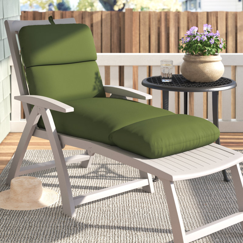 74" x 22" Outdoor Chaise Lounge Cushion with Ties and Loop, Veranda Hunter Green